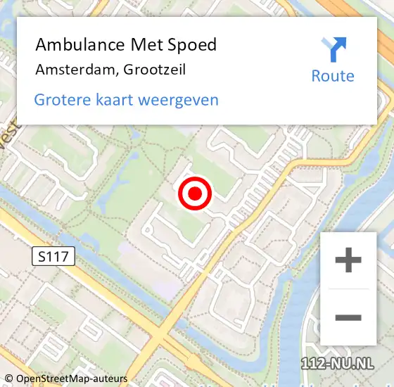 Locatie op kaart van de 112 melding: Ambulance Met Spoed Naar Amsterdam, Grootzeil op 15 december 2018 12:51