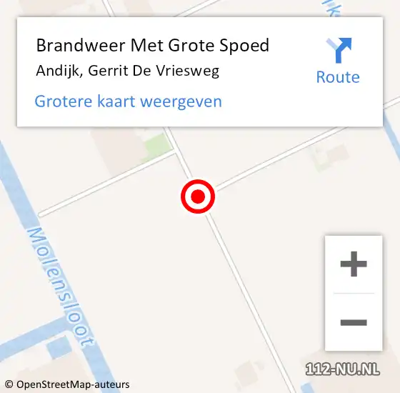 Locatie op kaart van de 112 melding: Brandweer Met Grote Spoed Naar Andijk, Gerrit De Vriesweg op 15 december 2018 13:11