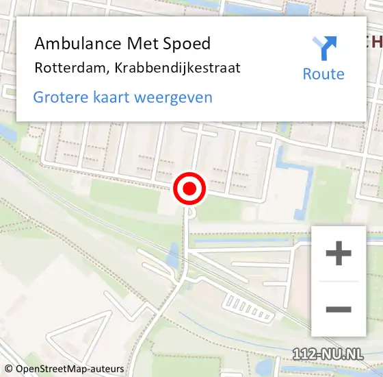 Locatie op kaart van de 112 melding: Ambulance Met Spoed Naar Rotterdam, Krabbendijkestraat op 15 december 2018 13:11