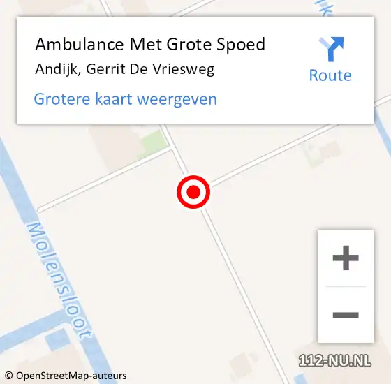 Locatie op kaart van de 112 melding: Ambulance Met Grote Spoed Naar Andijk, Gerrit De Vriesweg op 15 december 2018 13:14