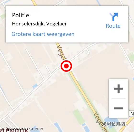 Locatie op kaart van de 112 melding: Politie Honselersdijk, Vogelaer op 17 maart 2014 18:05