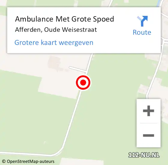 Locatie op kaart van de 112 melding: Ambulance Met Grote Spoed Naar Afferden, Oude Weisestraat op 15 december 2018 13:32