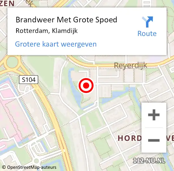 Locatie op kaart van de 112 melding: Brandweer Met Grote Spoed Naar Rotterdam, Klamdijk op 15 december 2018 13:49