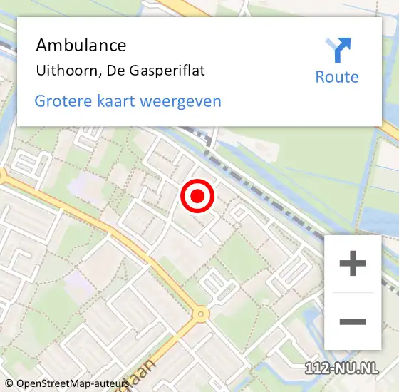 Locatie op kaart van de 112 melding: Ambulance Uithoorn, De Gasperiflat op 15 december 2018 13:53