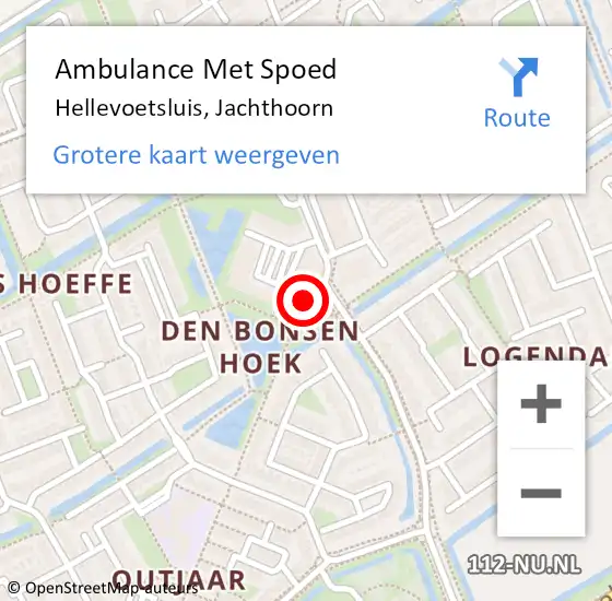 Locatie op kaart van de 112 melding: Ambulance Met Spoed Naar Hellevoetsluis, Jachthoorn op 15 december 2018 14:08