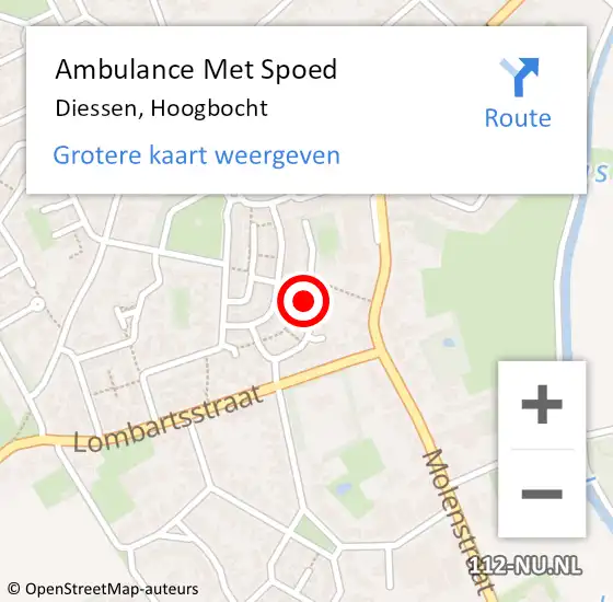 Locatie op kaart van de 112 melding: Ambulance Met Spoed Naar Diessen, Hoogbocht op 15 december 2018 14:20
