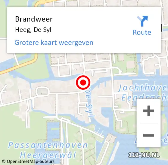 Locatie op kaart van de 112 melding: Brandweer Heeg, De Syl op 15 december 2018 14:42