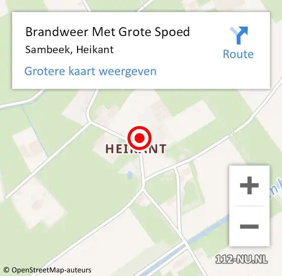 Locatie op kaart van de 112 melding: Brandweer Met Grote Spoed Naar Sambeek, Heikant op 15 december 2018 15:17