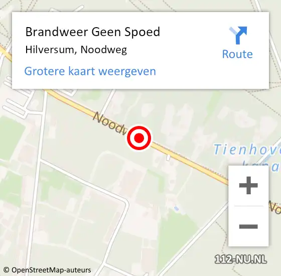 Locatie op kaart van de 112 melding: Brandweer Geen Spoed Naar Hilversum, Noodweg op 15 december 2018 16:04