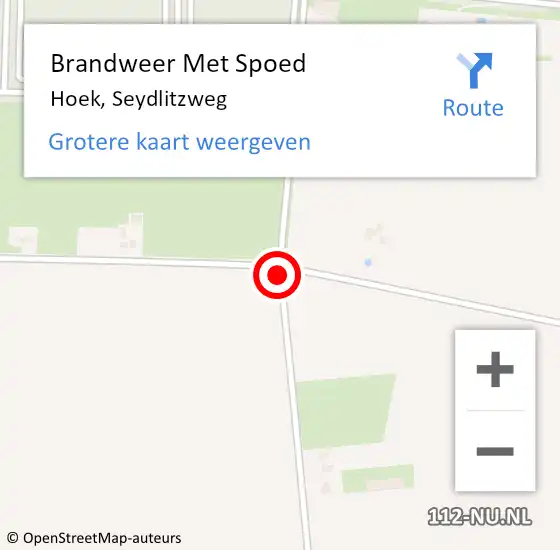 Locatie op kaart van de 112 melding: Brandweer Met Spoed Naar Hoek, Seydlitzweg op 15 december 2018 16:55