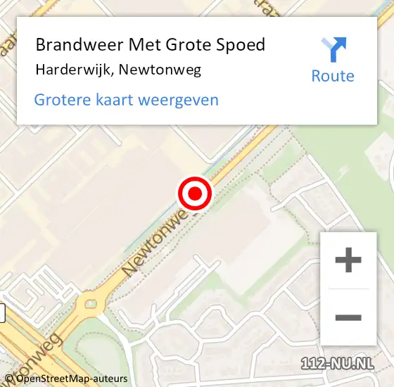 Locatie op kaart van de 112 melding: Brandweer Met Grote Spoed Naar Harderwijk, Newtonweg op 15 december 2018 17:43