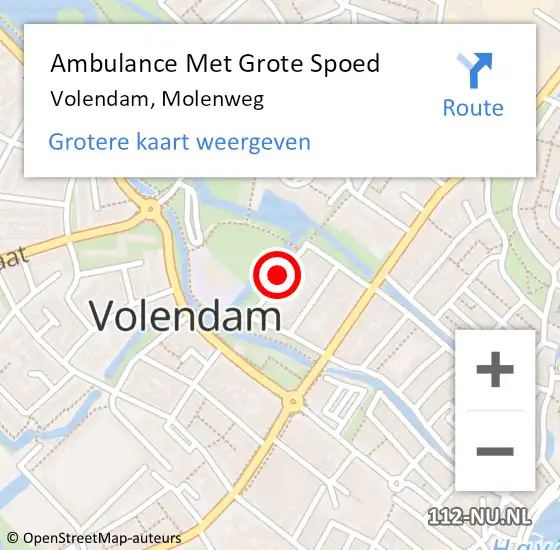 Locatie op kaart van de 112 melding: Ambulance Met Grote Spoed Naar Volendam, Molenweg op 15 december 2018 18:10