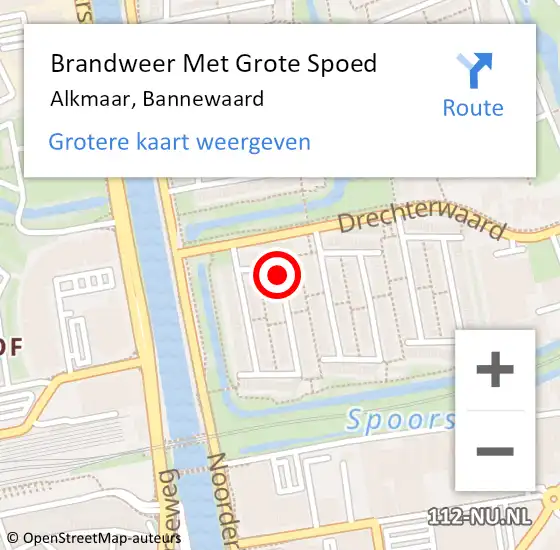 Locatie op kaart van de 112 melding: Brandweer Met Grote Spoed Naar Alkmaar, Bannewaard op 15 december 2018 18:32