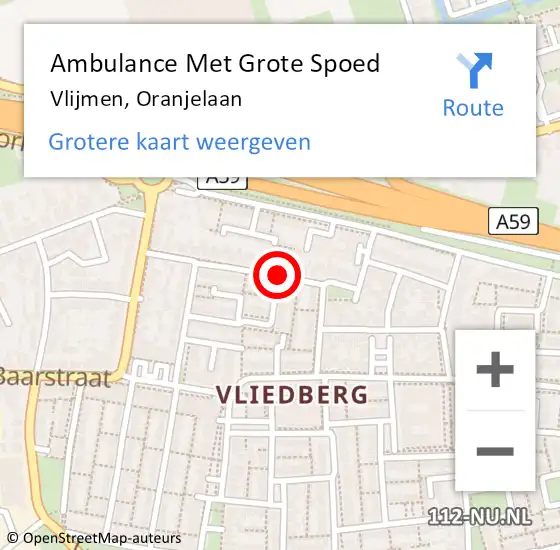 Locatie op kaart van de 112 melding: Ambulance Met Grote Spoed Naar Vlijmen, Oranjelaan op 15 december 2018 19:56