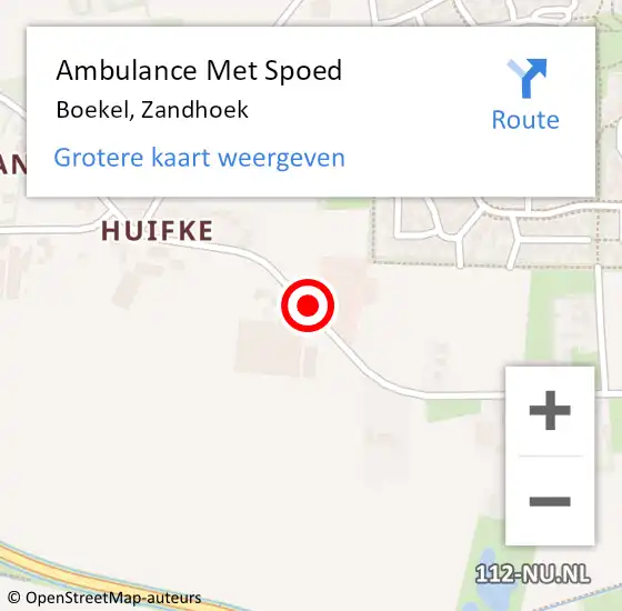 Locatie op kaart van de 112 melding: Ambulance Met Spoed Naar Boekel, Zandhoek op 15 december 2018 20:29
