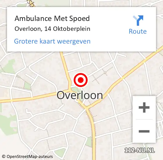 Locatie op kaart van de 112 melding: Ambulance Met Spoed Naar Overloon, 14 Oktoberplein op 15 december 2018 20:43