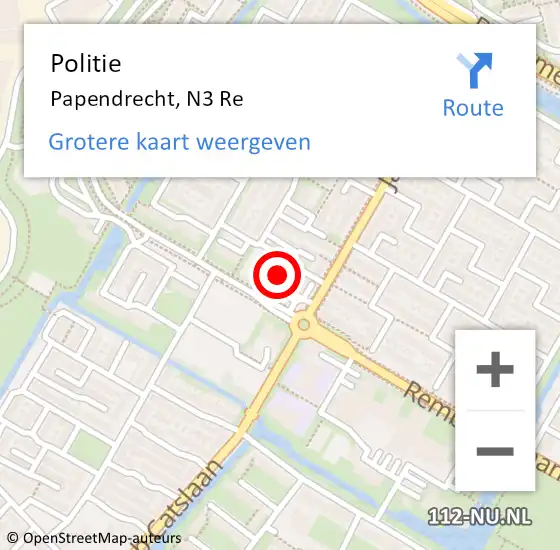 Locatie op kaart van de 112 melding: Politie Papendrecht, N3 Re op 15 december 2018 20:47