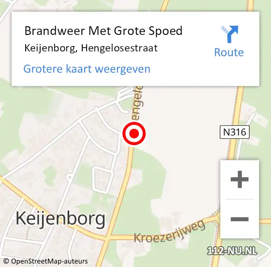 Locatie op kaart van de 112 melding: Brandweer Met Grote Spoed Naar Keijenborg, Hengelosestraat op 15 december 2018 20:51