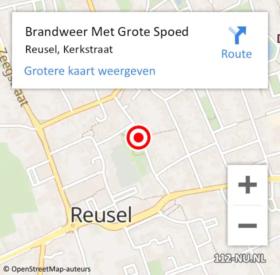 Locatie op kaart van de 112 melding: Brandweer Met Grote Spoed Naar Reusel, Kerkstraat op 15 december 2018 21:04
