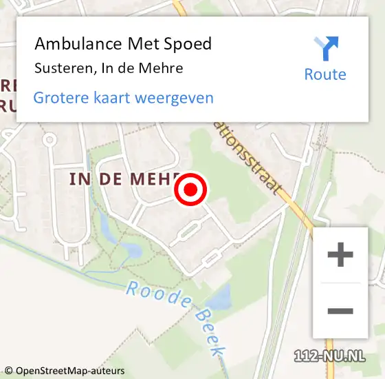 Locatie op kaart van de 112 melding: Ambulance Met Spoed Naar Susteren, In de Mehre op 15 december 2018 21:18