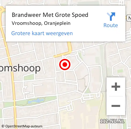 Locatie op kaart van de 112 melding: Brandweer Met Grote Spoed Naar Vroomshoop, Oranjeplein op 15 december 2018 22:29