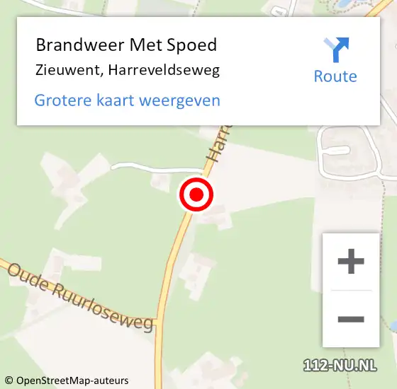 Locatie op kaart van de 112 melding: Brandweer Met Spoed Naar Zieuwent, Harreveldseweg op 15 december 2018 23:13