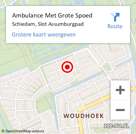 Locatie op kaart van de 112 melding: Ambulance Met Grote Spoed Naar Schiedam, Slot Assumburgpad op 16 december 2018 00:52