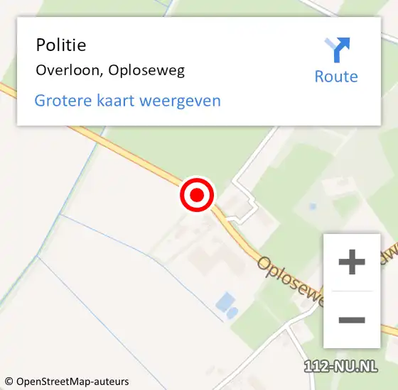 Locatie op kaart van de 112 melding: Politie Overloon, Oploseweg op 16 december 2018 02:23