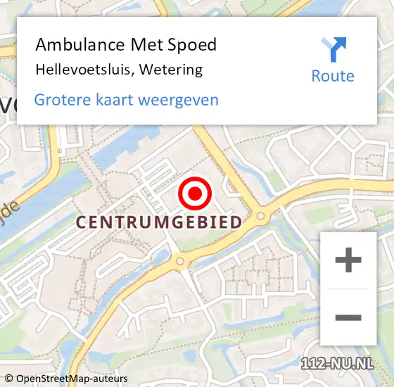 Locatie op kaart van de 112 melding: Ambulance Met Spoed Naar Hellevoetsluis, Wetering op 16 december 2018 04:24