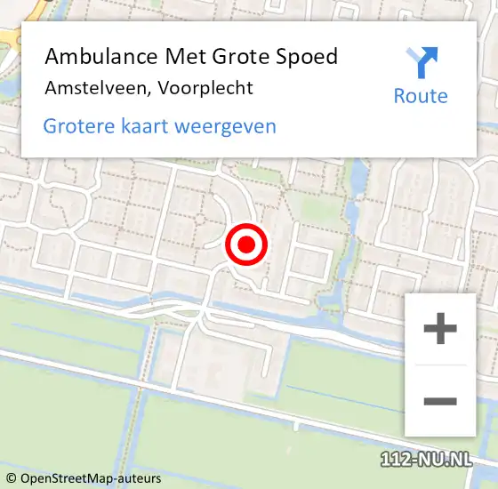 Locatie op kaart van de 112 melding: Ambulance Met Grote Spoed Naar Amstelveen, Voorplecht op 16 december 2018 04:27