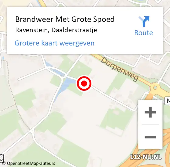 Locatie op kaart van de 112 melding: Brandweer Met Grote Spoed Naar Ravenstein, Daalderstraatje op 16 december 2018 05:36