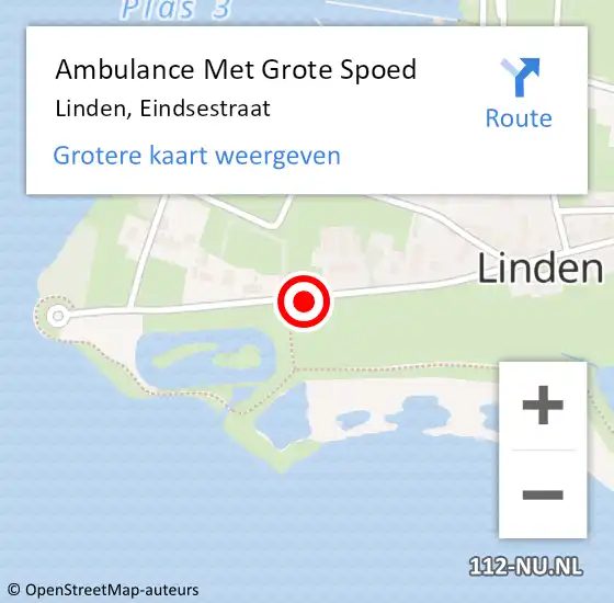 Locatie op kaart van de 112 melding: Ambulance Met Grote Spoed Naar Linden, Eindsestraat op 16 december 2018 06:24