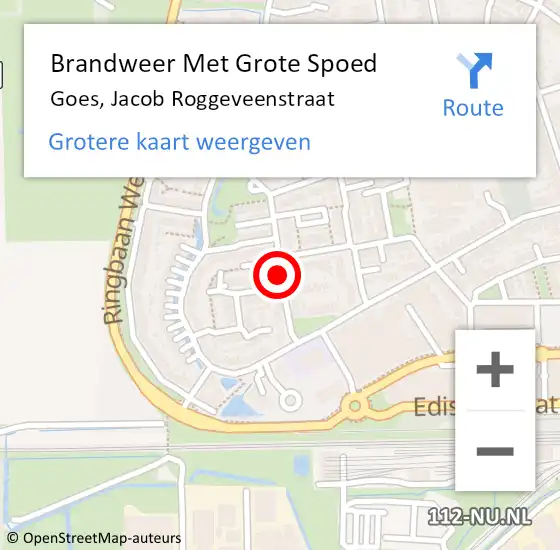 Locatie op kaart van de 112 melding: Brandweer Met Grote Spoed Naar Goes, Jacob Roggeveenstraat op 16 december 2018 07:02