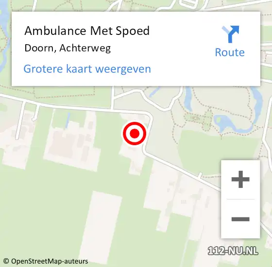 Locatie op kaart van de 112 melding: Ambulance Met Spoed Naar Doorn, Achterweg op 17 maart 2014 18:56