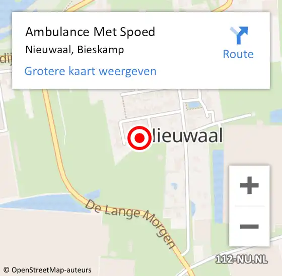 Locatie op kaart van de 112 melding: Ambulance Met Spoed Naar Nieuwaal, Bieskamp op 16 december 2018 08:20