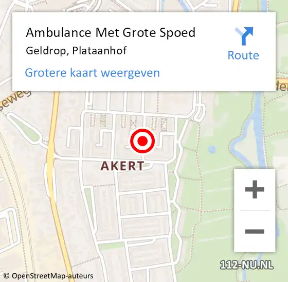 Locatie op kaart van de 112 melding: Ambulance Met Grote Spoed Naar Geldrop, Plataanhof op 16 december 2018 09:00
