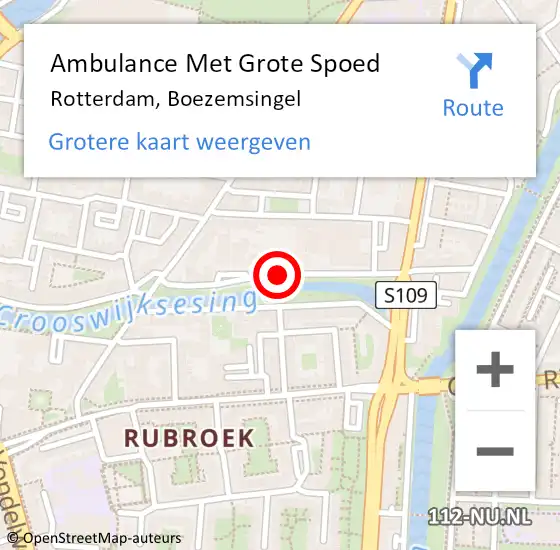 Locatie op kaart van de 112 melding: Ambulance Met Grote Spoed Naar Rotterdam, Boezemsingel op 16 december 2018 10:33