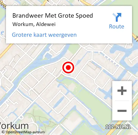 Locatie op kaart van de 112 melding: Brandweer Met Grote Spoed Naar Workum, Aldewei op 17 maart 2014 19:14