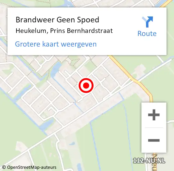 Locatie op kaart van de 112 melding: Brandweer Geen Spoed Naar Heukelum, Prins Bernhardstraat op 16 december 2018 12:42