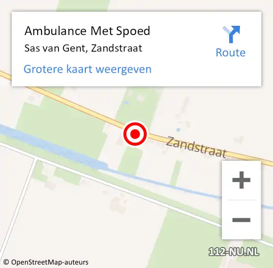 Locatie op kaart van de 112 melding: Ambulance Met Spoed Naar Sas van Gent, Zandstraat op 16 december 2018 13:04