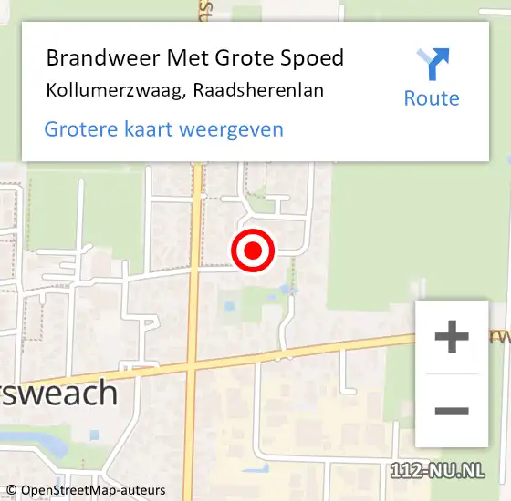 Locatie op kaart van de 112 melding: Brandweer Met Grote Spoed Naar Kollumerzwaag, Raadsherenlan op 16 december 2018 13:07