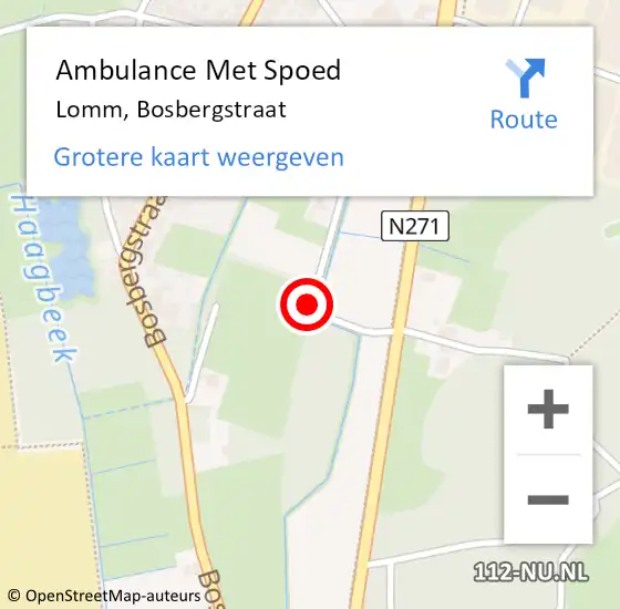 Locatie op kaart van de 112 melding: Ambulance Met Spoed Naar Lomm, Bosbergstraat op 16 december 2018 13:22