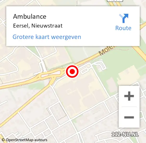 Locatie op kaart van de 112 melding: Ambulance Eersel, Nieuwstraat op 16 december 2018 13:49