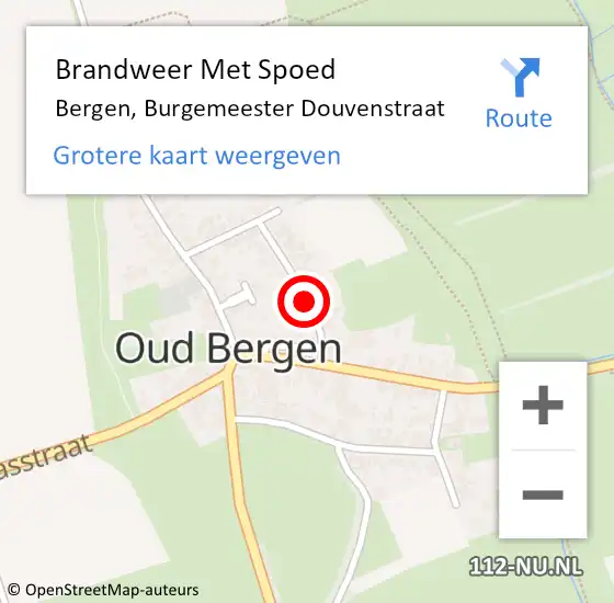 Locatie op kaart van de 112 melding: Brandweer Met Spoed Naar Bergen, Burgemeester Douvenstraat op 16 december 2018 14:09