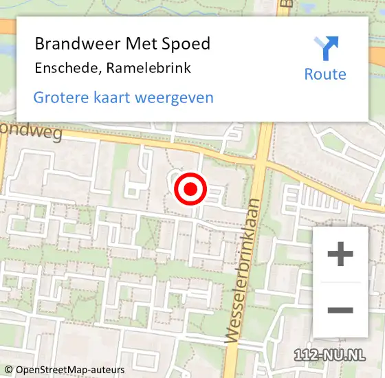 Locatie op kaart van de 112 melding: Brandweer Met Spoed Naar Enschede, Ramelebrink op 17 maart 2014 19:28