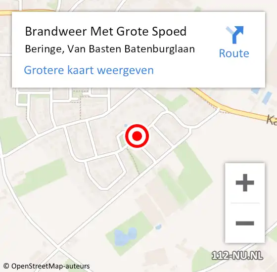 Locatie op kaart van de 112 melding: Brandweer Met Grote Spoed Naar Beringe, Van Basten Batenburglaan op 16 december 2018 16:23