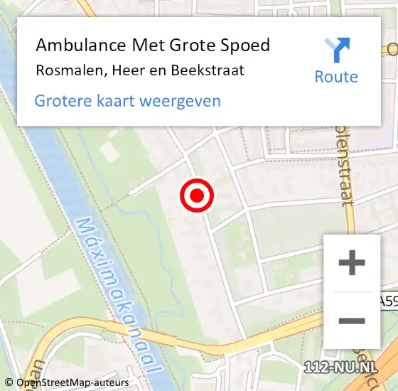 Locatie op kaart van de 112 melding: Ambulance Met Grote Spoed Naar Rosmalen, Heer en Beekstraat op 16 december 2018 16:25