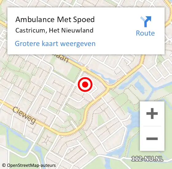 Locatie op kaart van de 112 melding: Ambulance Met Spoed Naar Castricum, Het Nieuwland op 16 december 2018 16:29