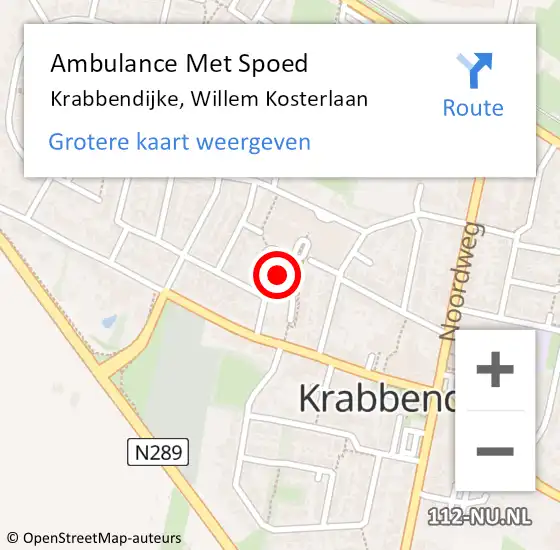 Locatie op kaart van de 112 melding: Ambulance Met Spoed Naar Krabbendijke, Willem Kosterlaan op 16 december 2018 16:30