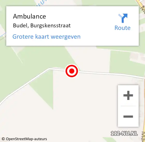 Locatie op kaart van de 112 melding: Ambulance Budel, Burgskensstraat op 16 december 2018 16:39